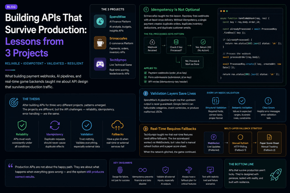 Building APIs That Survive Production: Lessons from 3 Projects - Cover image
